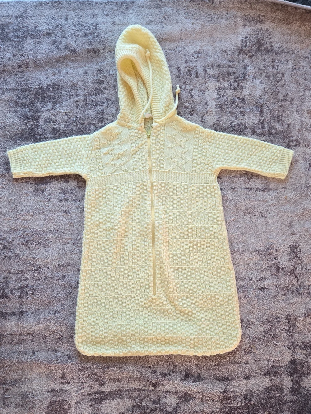 Vintage Tiny Tots Yellow Hooded Knit Sleepsack Unisex Size 3-6 Months
